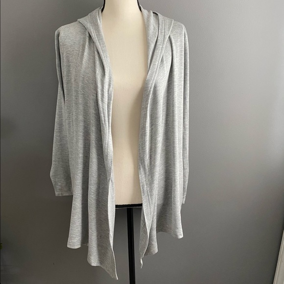 NWT Splendid Open Front High Low Hooded Cardigan XS Gray Lightweight - Picture 5 of 6